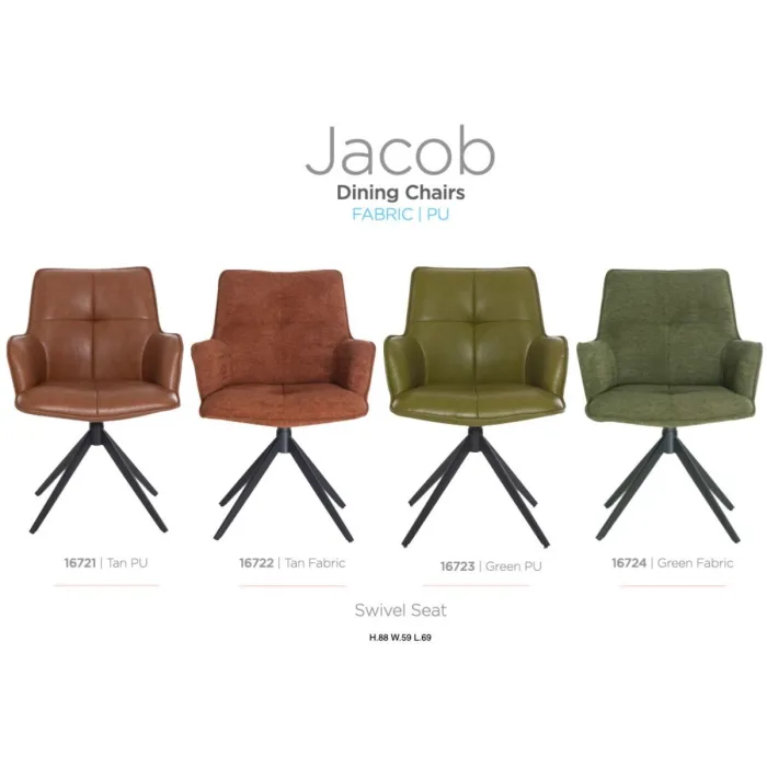 Jacob Dining Chair - Green Fabric