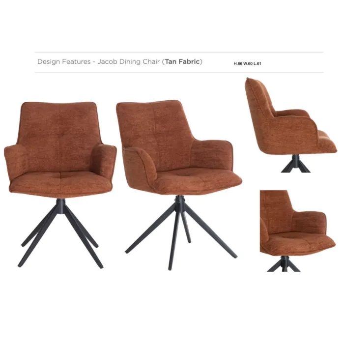 Jacob Dining Chair - Tan Fabric