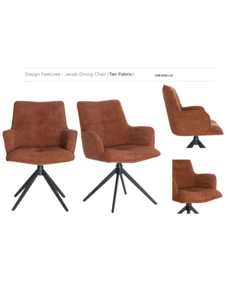 Jacob Dining Chair - Tan Fabric