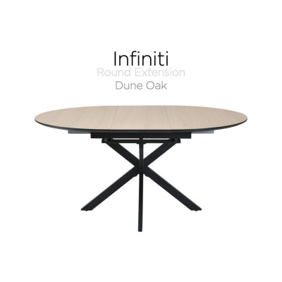 Infiniti 120-160cm Round Extending Dining Table - Ashen Oak
