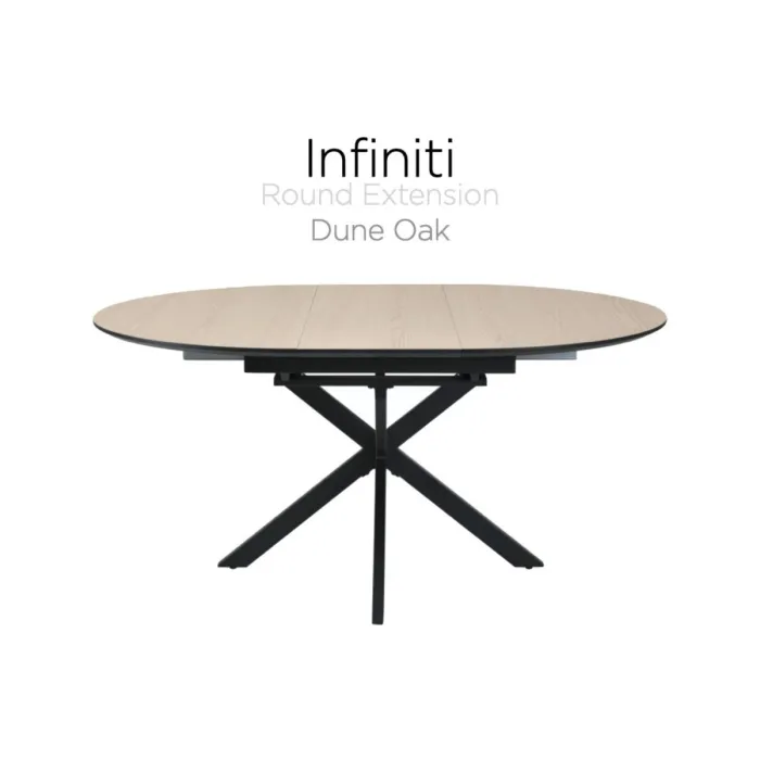 Infiniti 120-160cm Round Extending Dining Table - Ashen Oak