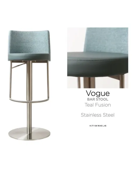Vogue Barstool - Stainless Steel/Teal Fusion