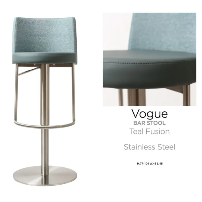 Vogue Barstool - Stainless Steel/Teal PU