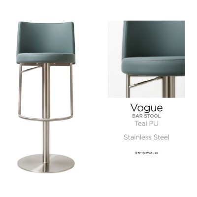 Vogue Barstool - Stainless Steel/Teal PU