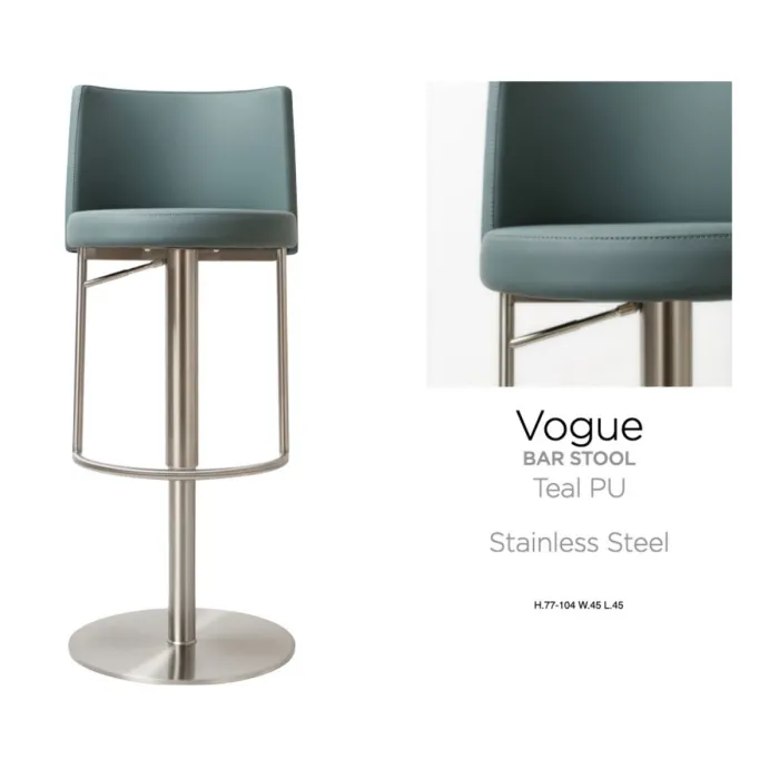 Vogue Barstool - Stainless Steel/Teal PU