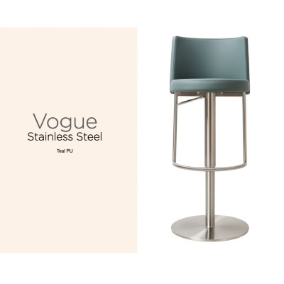 Vogue Barstool - Stainless Steel/Teal PU