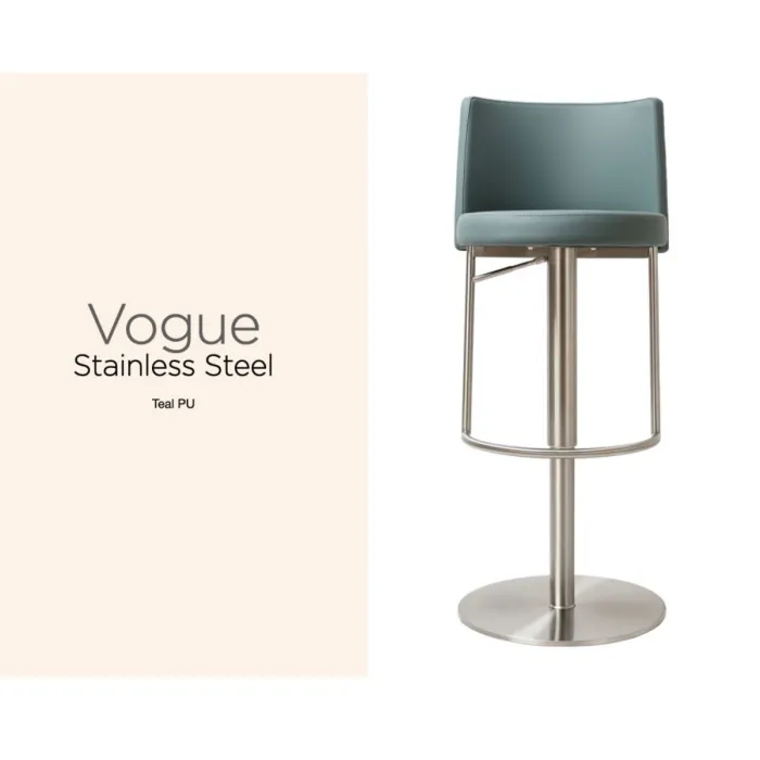 Vogue Barstool - Stainless Steel/Teal PU