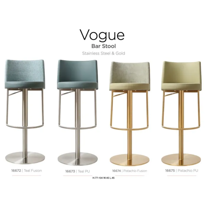 Vogue Barstool - Stainless Steel/Teal PU
