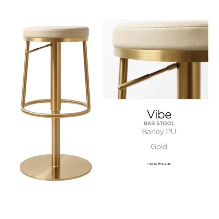 Vibe Barstool - Gold/Barley PU
