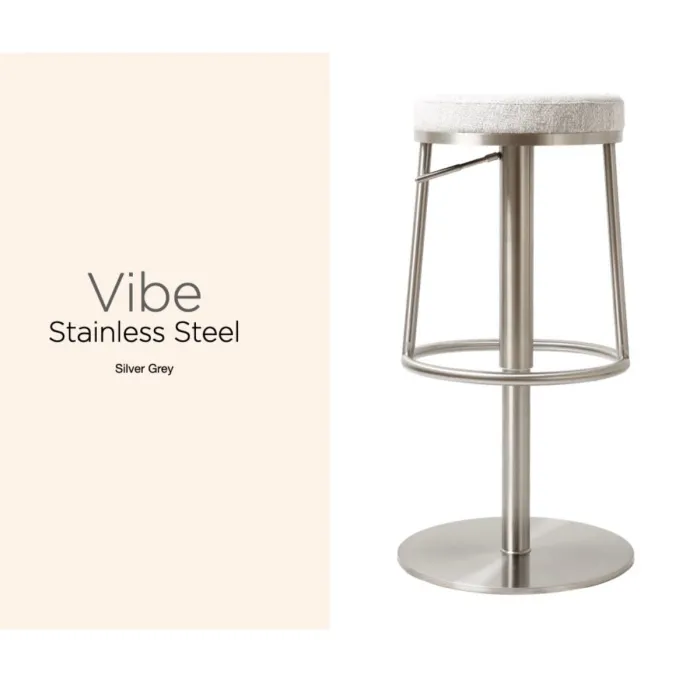 Vibe Barstool - Stainless Steel/Silver Grey