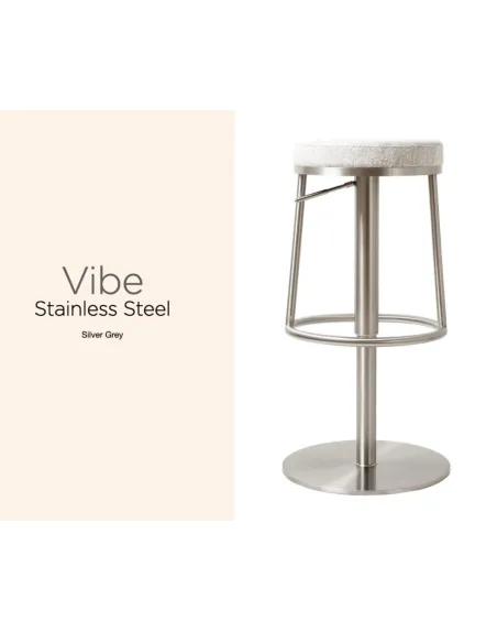 Vibe Barstool - Stainless Steel/Silver Grey