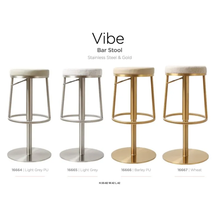 Vibe Barstool - Stainless Steel/Silver Grey