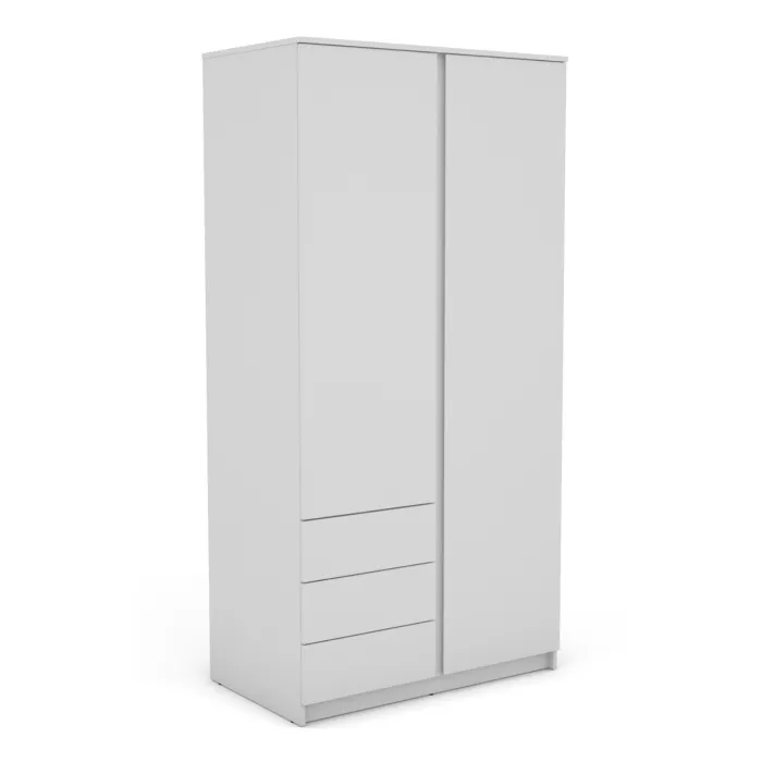 Bergen 2 Door 3 Drawer Wardrobe - White | Murphy Furniture