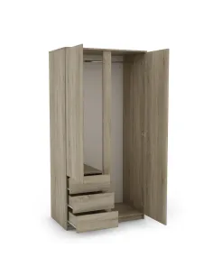 Bergen 2 Door 3 Drawer Wardrobe - Sonoma | Murphy Furniture 2