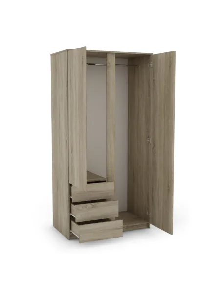 Bergen 2 Door 3 Drawer Wardrobe - Sonoma | Murphy Furniture