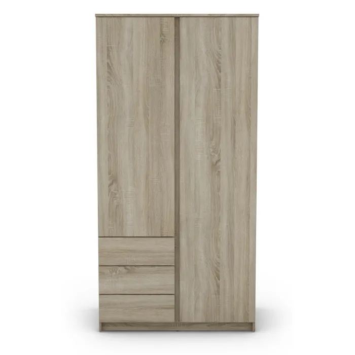 Bergen 2 Door 3 Drawer Wardrobe - Sonoma | Murphy Furniture