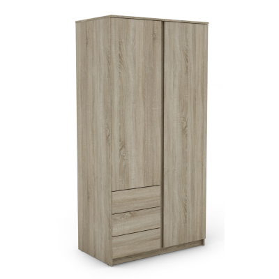 Bergen 2 Door 3 Drawer Wardrobe - Sonoma | Murphy Furniture
