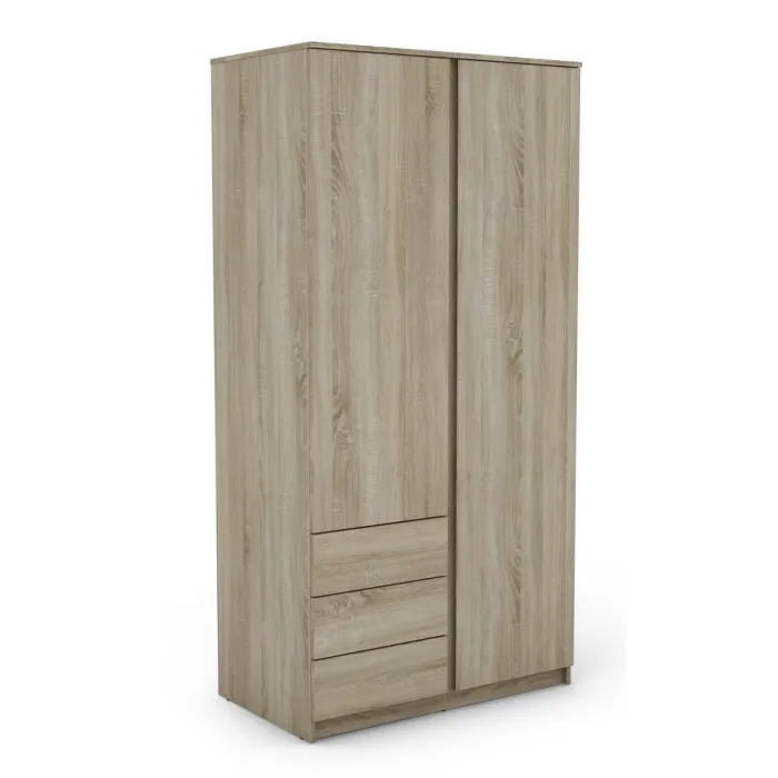 Bergen 2 Door 3 Drawer Wardrobe - Sonoma | Murphy Furniture