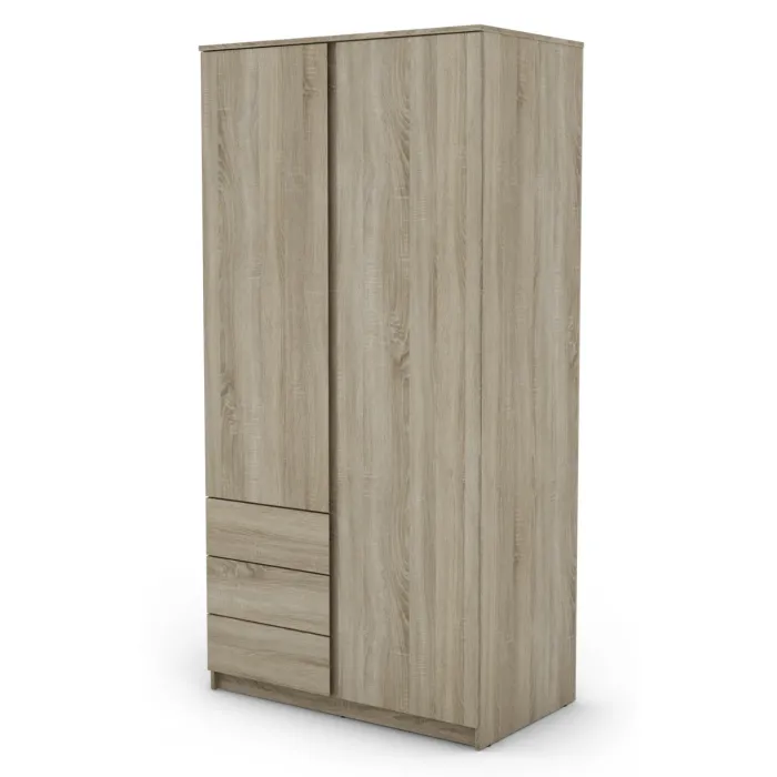 Bergen 2 Door 3 Drawer Wardrobe - Sonoma | Murphy Furniture