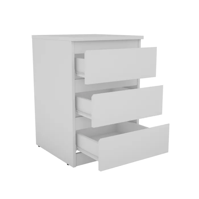Bergen 3 Drawer Bedside Locker - White | Murphy Furniture