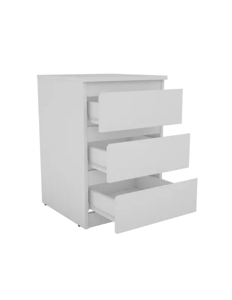 Bergen 3 Drawer Bedside Locker - White | Murphy Furniture
