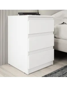 Bergen 3 Drawer Bedside Locker - White | Murphy Furniture