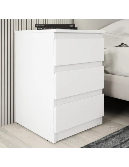 Bergen 3 Drawer Bedside Locker - White | Murphy Furniture