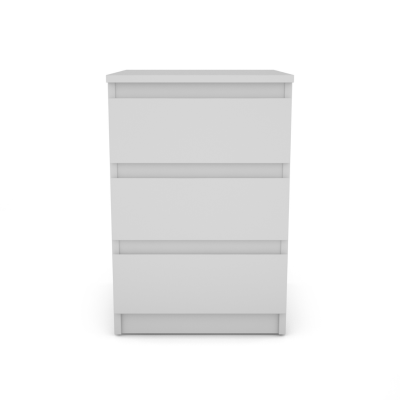 Bergen 3 Drawer Bedside Locker - White | Murphy Furniture