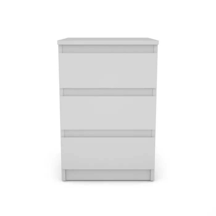 Bergen 3 Drawer Bedside Locker - White | Murphy Furniture