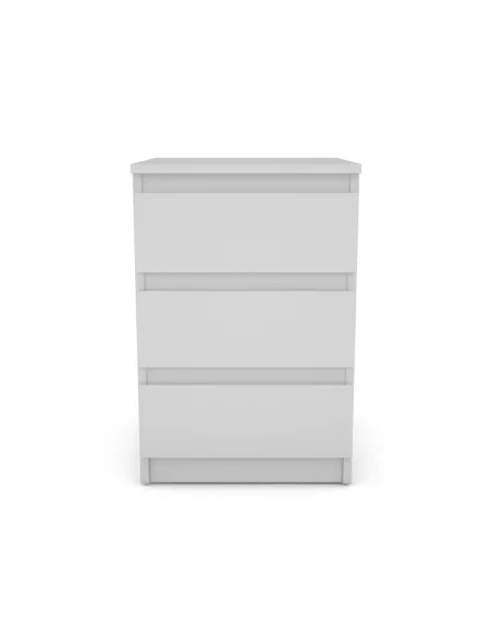 Bergen 3 Drawer Bedside Locker - White | Murphy Furniture