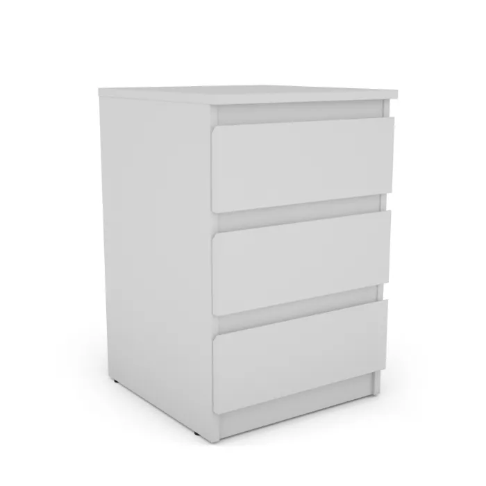 Bergen 3 Drawer Bedside Locker - White | Murphy Furniture