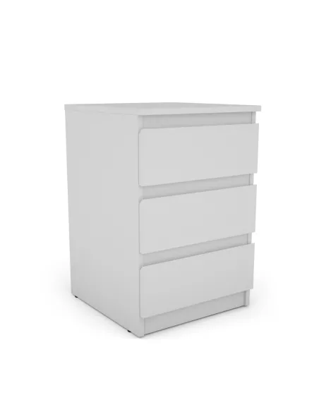 Bergen 3 Drawer Bedside Locker - White | Murphy Furniture