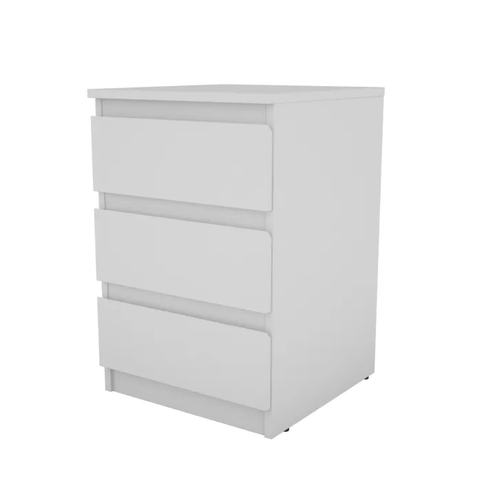 Bergen 3 Drawer Bedside Locker - White | Murphy Furniture