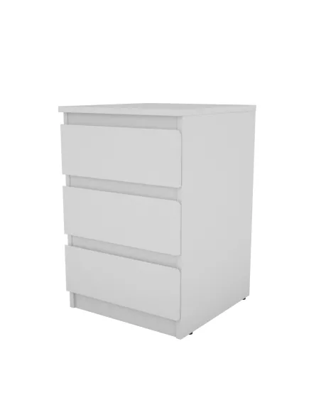 Bergen 3 Drawer Bedside Locker - White | Murphy Furniture