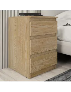 Bergen 3 Drawer Bedside Locker - Sonoma | Murphy Furniture