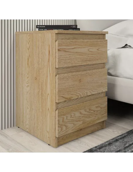 Bergen 3 Drawer Bedside Locker - Sonoma | Murphy Furniture