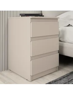 Bergen 3 Drawer Bedside Locker - Cashmere | Murphy Furniture