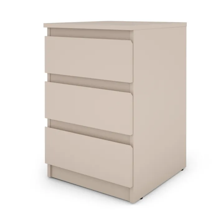Bergen 3 Drawer Bedside Locker - Cashmere | Murphy Furniture