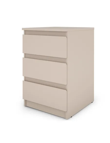 Bergen 3 Drawer Bedside Locker - Cashmere | Murphy Furniture