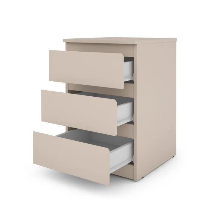 Bergen 3 Drawer Bedside Locker - Cashmere | Murphy Furniture