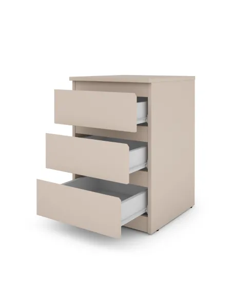 Bergen 3 Drawer Bedside Locker - Cashmere | Murphy Furniture