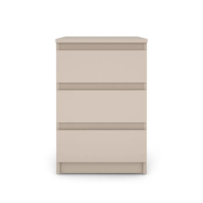 Bergen 3 Drawer Bedside Locker - Cashmere | Murphy Furniture