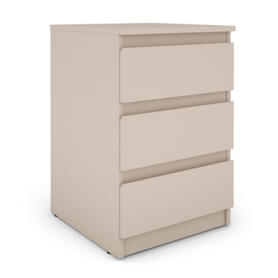 Bergen 3 Drawer Bedside Locker - Cashmere | Murphy Furniture