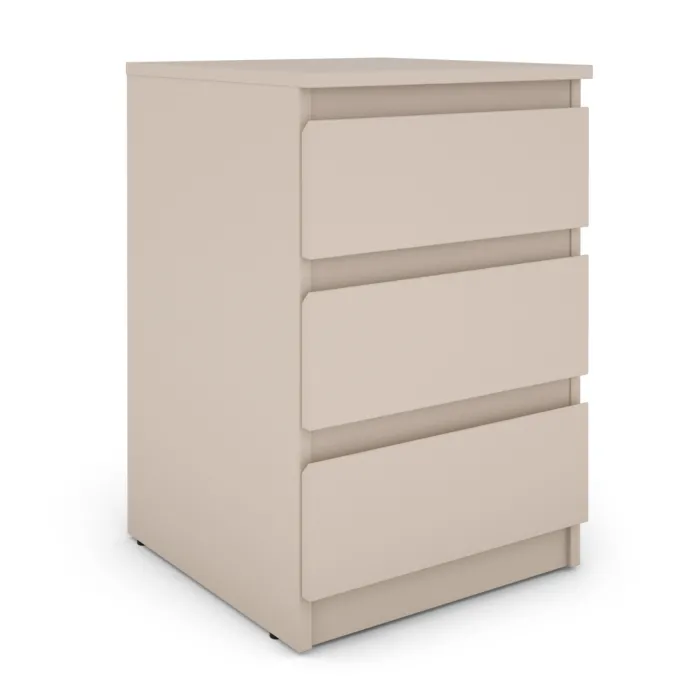 Bergen 3 Drawer Bedside Locker - Cashmere | Murphy Furniture