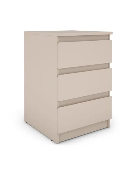 Bergen 3 Drawer Bedside Locker - Cashmere | Murphy Furniture