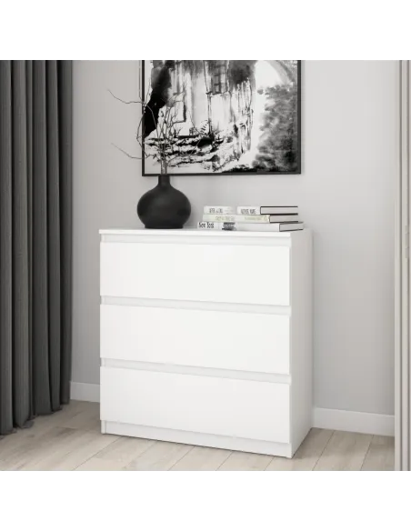 Bergen 3 Drawer Chest - White | Murphy Furniture