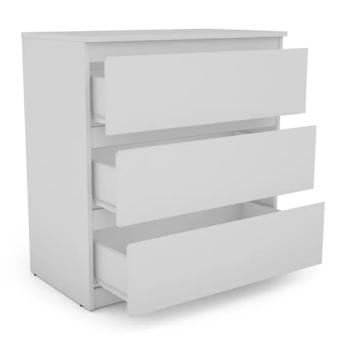 Bergen 3 Drawer Chest - White | Murphy Furniture