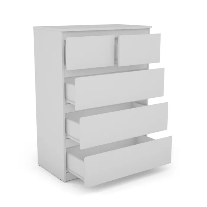Bergen 3+2 Drawer Chest - White | Murphy Furniture