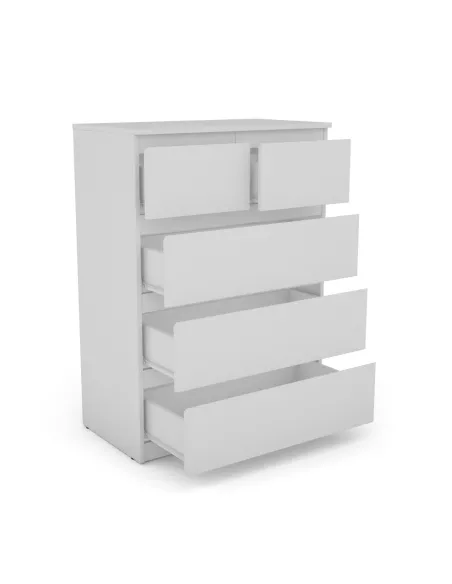 Bergen 3+2 Drawer Chest - White | Murphy Furniture