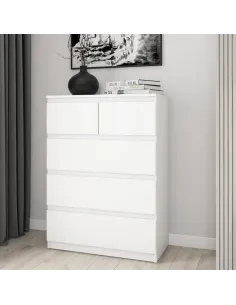 Bergen 3+2 Drawer Chest - White | Murphy Furniture